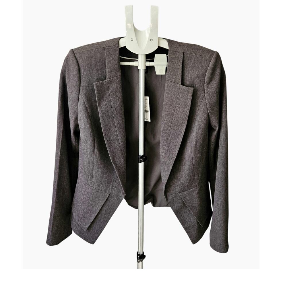 White House Black Market Heather Grey Open Front Blazer Women's SZ. 4 NWT